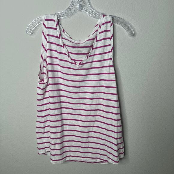 Chico’s Women’s 2 (Large 12-14) Striped Cardigan Tank Set Pink White Modal Blend - Picture 8 of 9